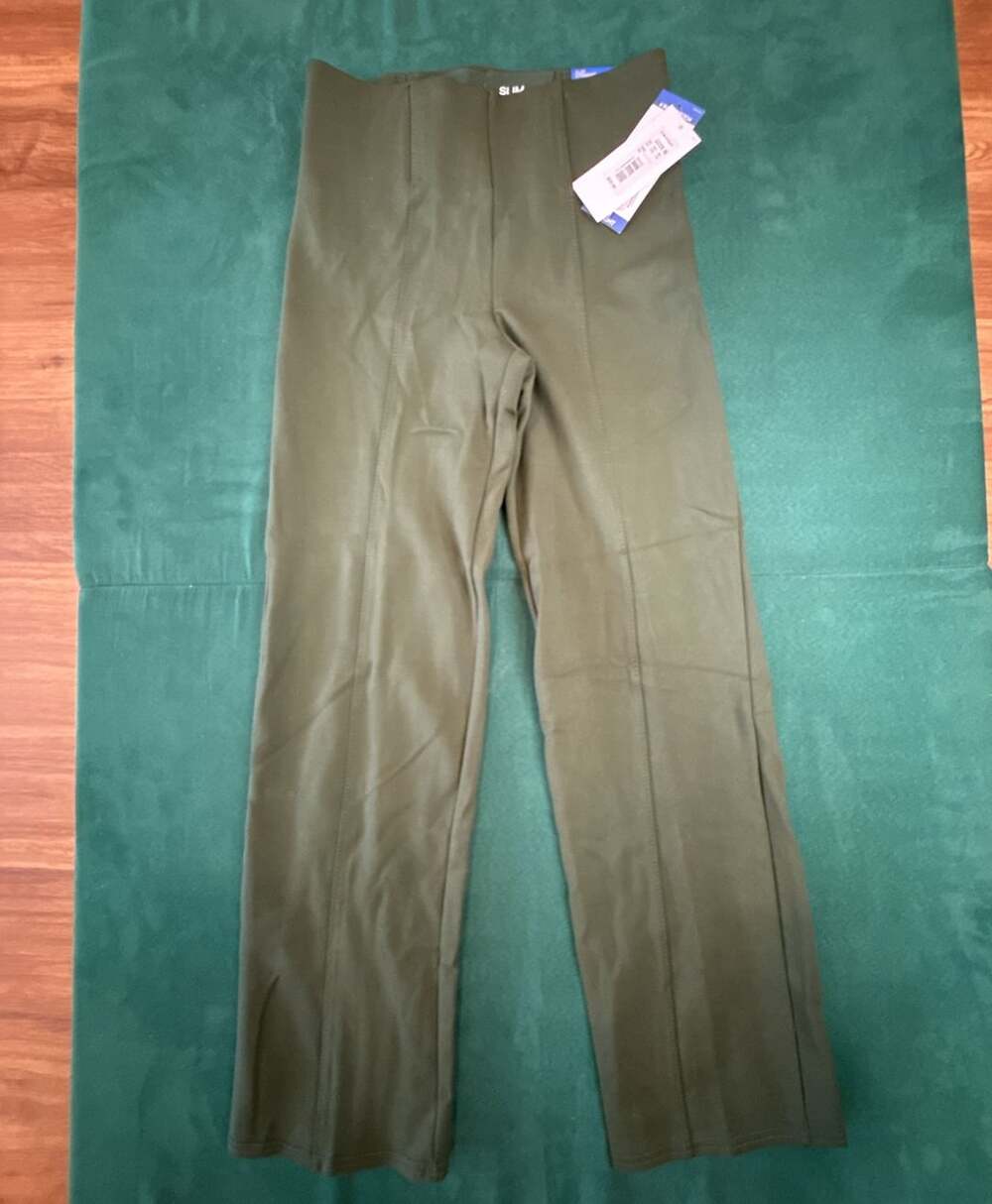 Slim Factor by Investments Slim Straight Pants Olive Green Size S Short
